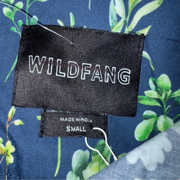 NWT Wildfang The Essential Button Up Floral Shirt Green Blue S Leaf - Picture 8 of 9